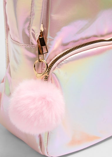 Girls Pink Iridescent Backpack