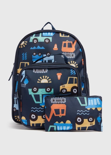 3 Pack Boys Navy Truck Backpack Set