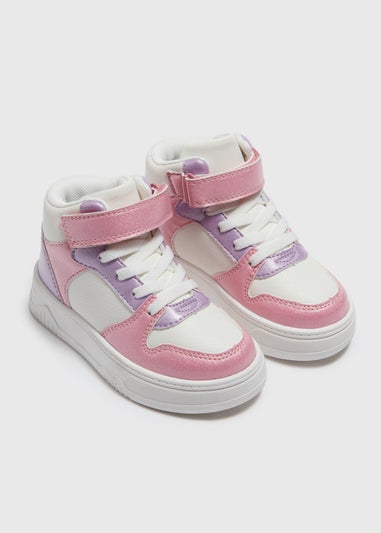 Girls White High Top Shoes (Younger 4-12)