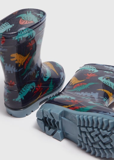 Boys Blue Dinosaur Print Wellies (Younger 4-12yrs)