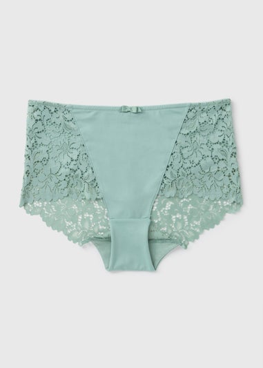 Green Lace Detail Brazilian Knickers
