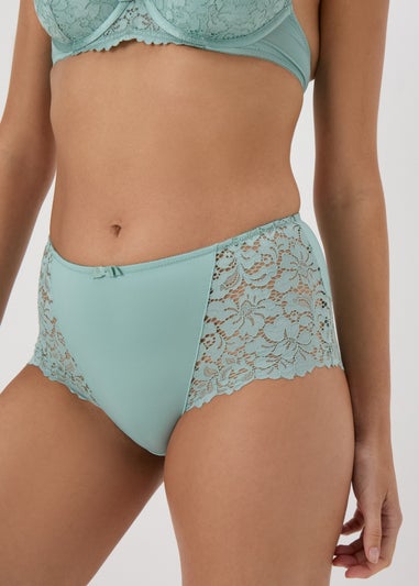 Green Lace Detail Brazilian Knickers