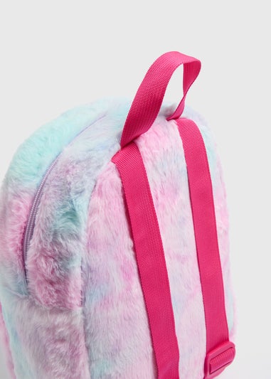 Girls Pink Faux Fur Unicorn Backpack