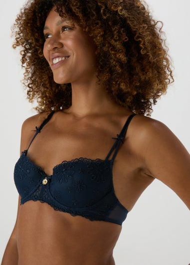 Navy Embroidered Co Ord Bra