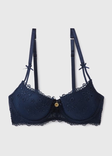 Navy Embroidered Co Ord Bra