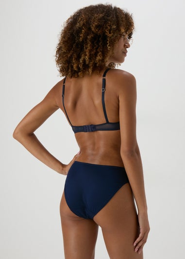 Navy Embroidered High Leg Knickers