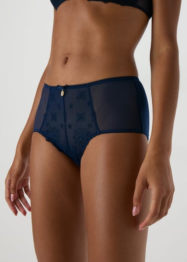 Navy Embroidered Midi Knickers