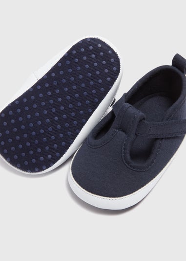 Baby Navy Canvas T-Bar Shoes (Newborn-18mths)