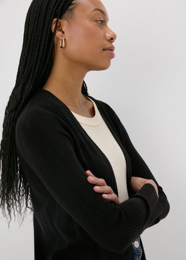 Black Ribbed Cardigan