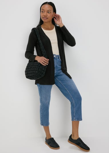 Black Ribbed Cardigan