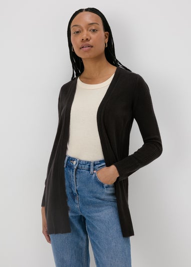Black Ribbed Cardigan