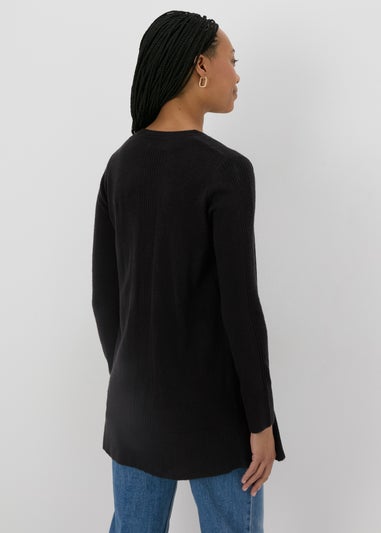 Black Ribbed Cardigan