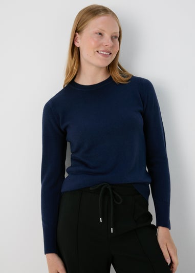 Navy Plain Ribbed Jumper