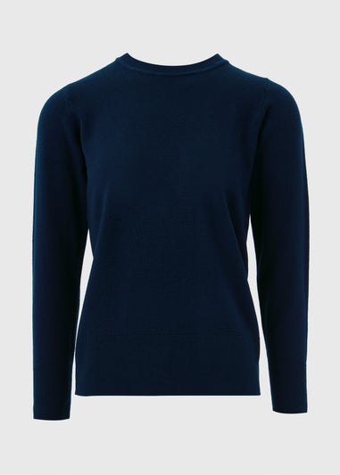 Navy Plain Ribbed Jumper
