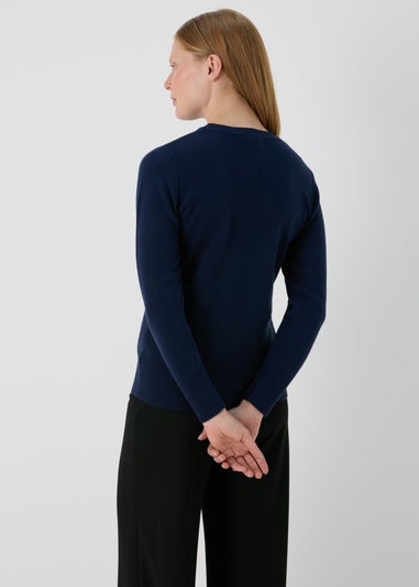 Navy Plain Ribbed Jumper