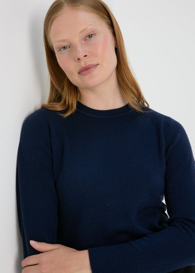 Navy Plain Ribbed Jumper