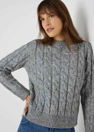 Grey Cable Knit Jumper