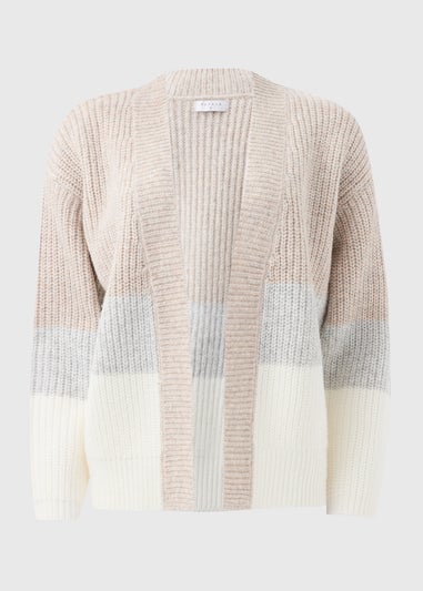 Beige Block Knitted Cardigan