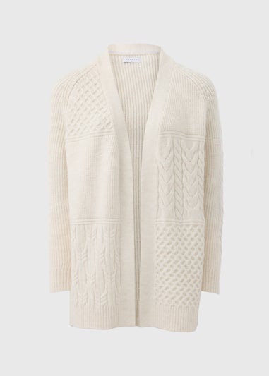 Cream Mixed Stitch Cable Knit Cardigan