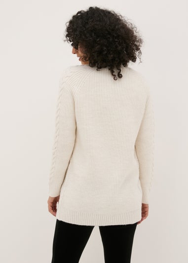 Cream Mixed Stitch Cable Knit Cardigan