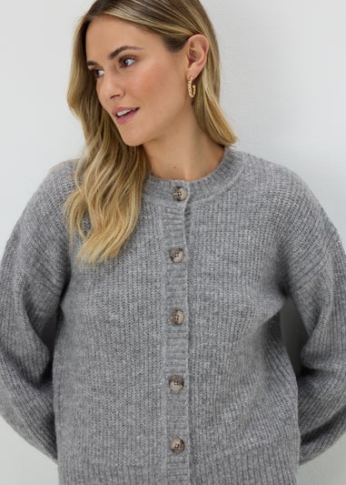 Grey Button Front Cardigan