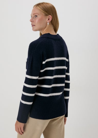 Navy Stripe V-Neck Jumper