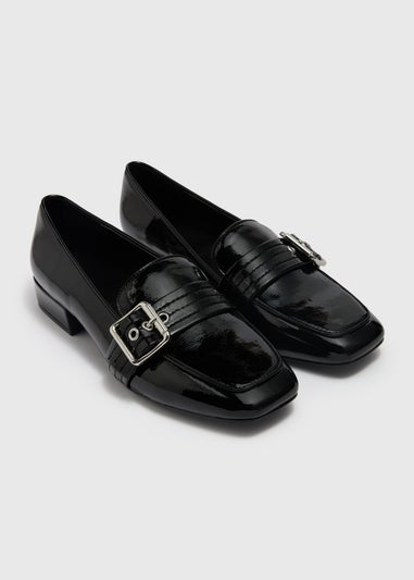 Black Patent Buckle Loafers