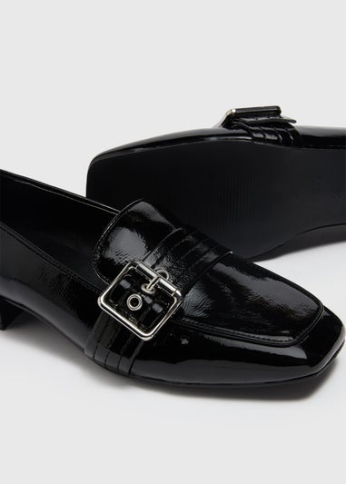 Black Patent Buckle Loafers