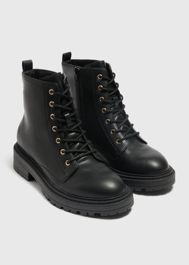 Black Lace Up Boots Matalan