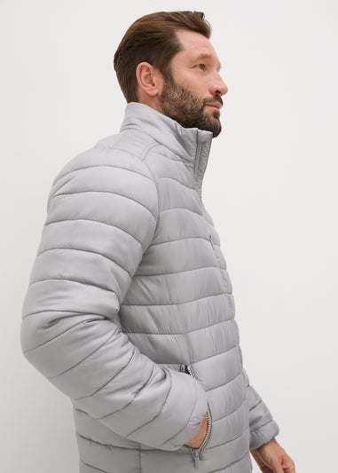 Grey Funnel Puffer Jacket