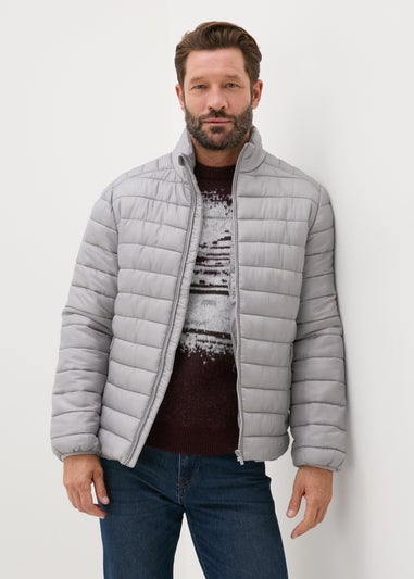 Grey Funnel Puffer Jacket