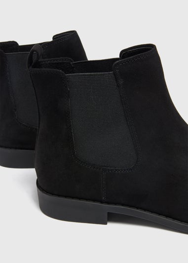 Black Suede Look Chelsea Boots