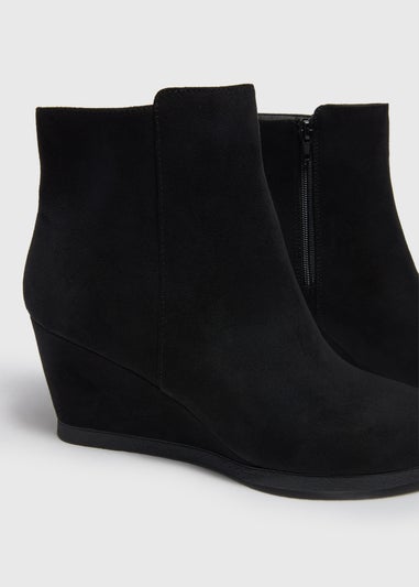 Black Suede Wedge Boots