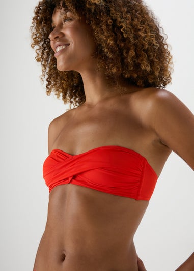 Red Twist Bikini Top