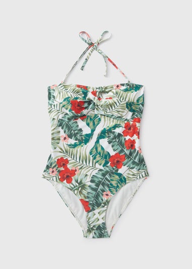 Papaya Multicoloured Tropical Leaf Print Swimsuit