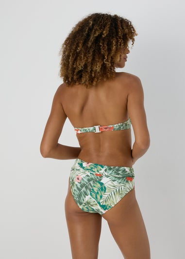 Tropical Leaf Print Twisted Bikini Bottoms