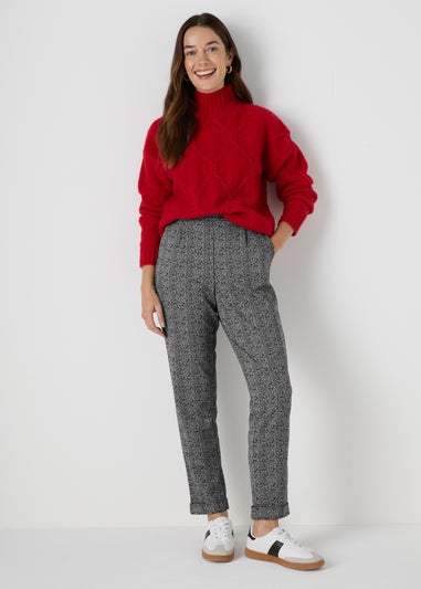 Black Pattern Ponte Trousers