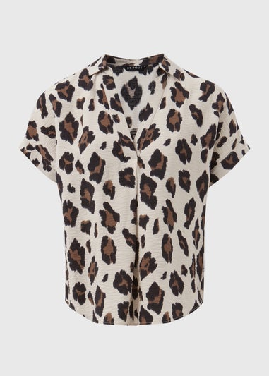 Et Vous Brown Leopard Print Airflow Top