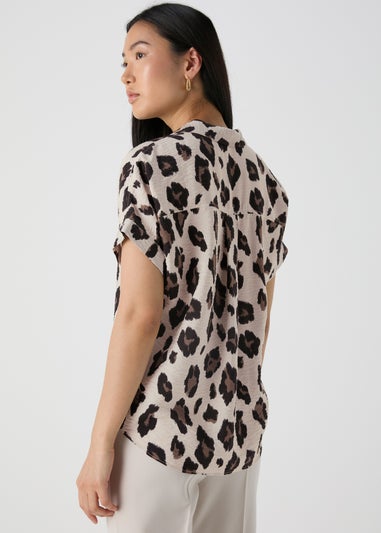 Et Vous Brown Leopard Print Airflow Top