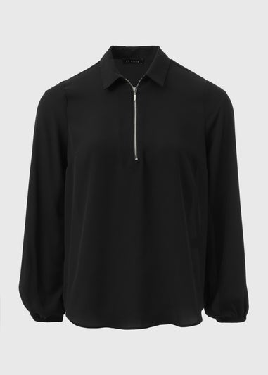 Et Vous Black Zip Up Blouse