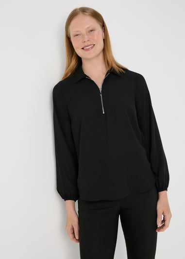 Et Vous Black Zip Up Blouse