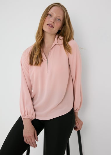 Et Vous Pink Zip Up Blouse