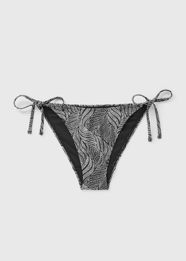 Black Spot Print Tie Side Bikini Bottoms