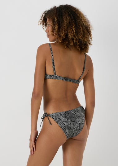 Black Spot Print Tie Side Bikini Bottoms