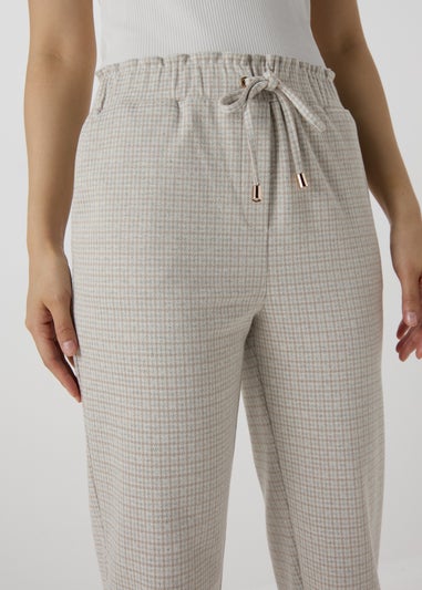 Et Vous Beige Check Pattern Ponte Tapered Trousers