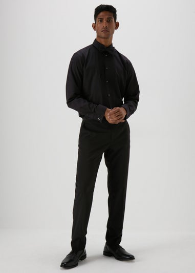 Taylor & Wright Black Regular Fit Tuxedo Shirt & Bow Tie Set