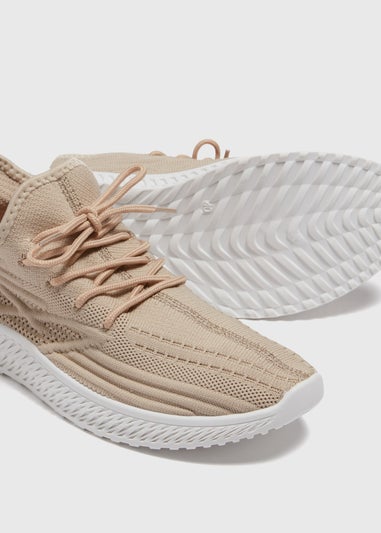 Nude Lace Up Knitted Trainers