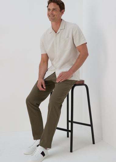 Khaki Straight Fit Stretch Chinos