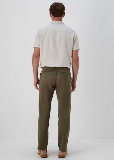 Khaki Straight Fit Stretch Chinos