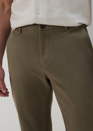 Khaki Straight Fit Stretch Chinos